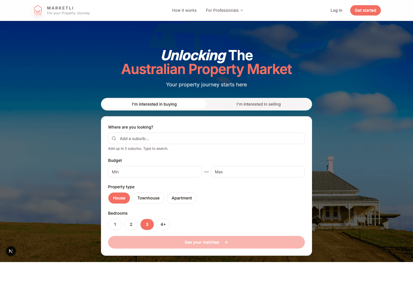 Marketli platform overview: buyer briefs and properties matching in real time.